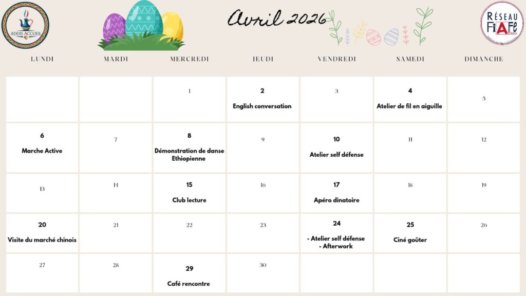 Agenda d'Avril 2026